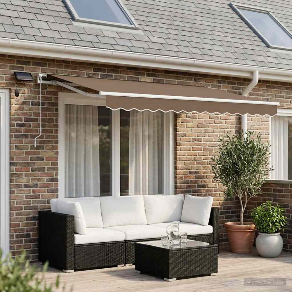 Produktbild för Utdragbar markis Taupe 350 x 250 cm Duk och Aluminium