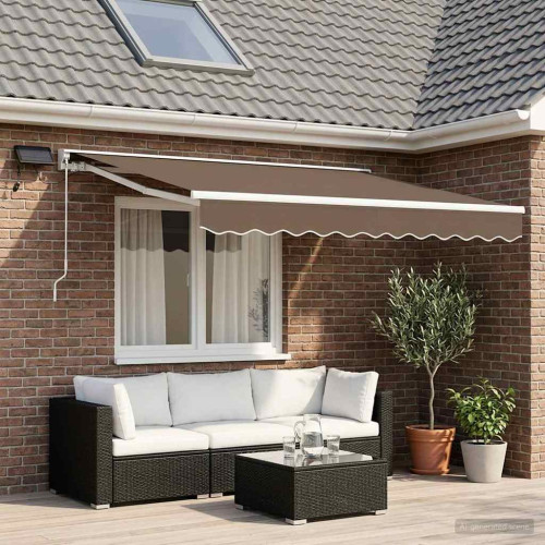 vidaXL Manuell markisram med LED-lampor Taupe 3,5 x 2,5 m