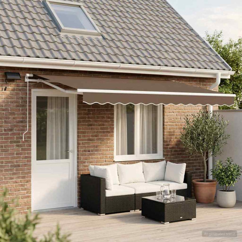 vidaXL Utdragbar markis Taupe 400 × 300 cm Duk och Aluminium
