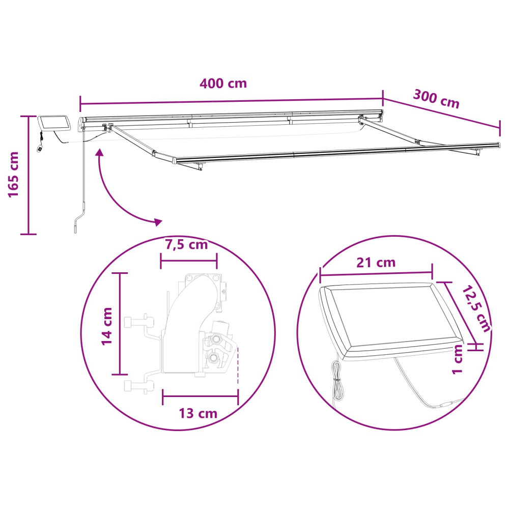 Produktbild för Utdragbar markis Taupe 400 × 300 cm Duk och Aluminium