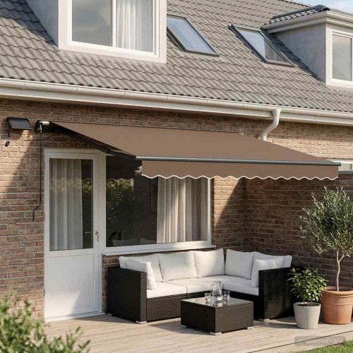 vidaXL Utdragbar markis Taupe 400 × 300 cm Duk och Aluminium