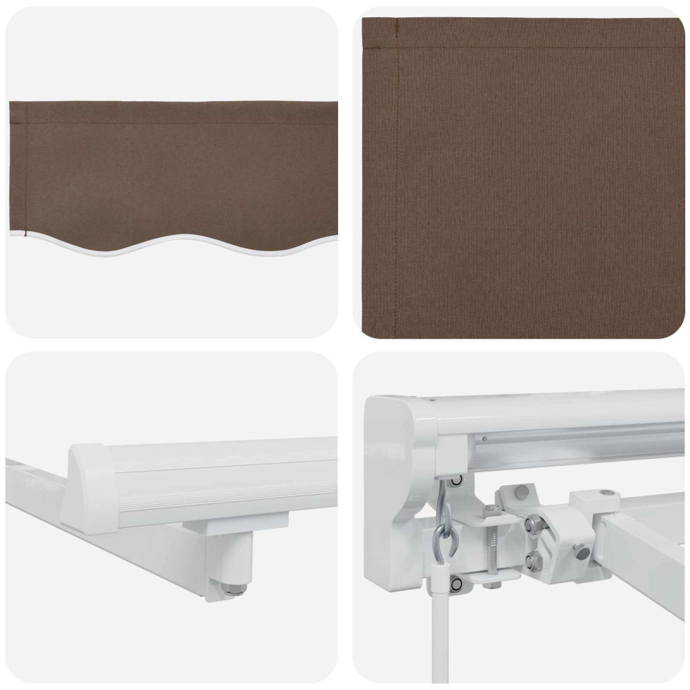 Produktbild för Manuell markisram med LED-lampor Taupe 4 × 3 m