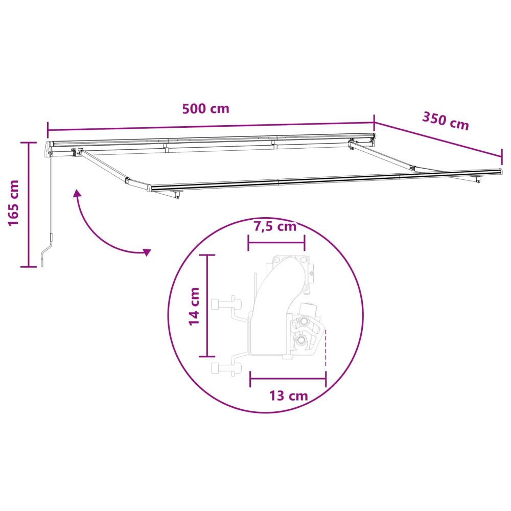Produktbild för Utdragbar markis Taupe 500 × 350 cm Polyester och aluminium