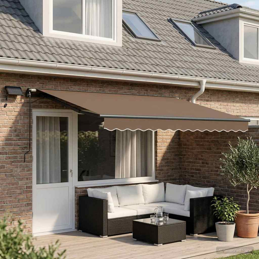 Produktbild för Utdragbar markis Taupe 500 × 350 cm Duk och Aluminium