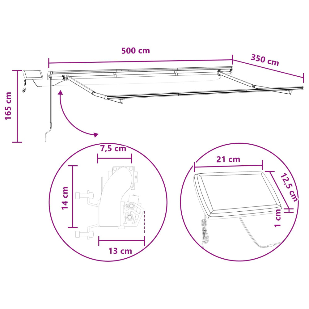 Produktbild för Utdragbar markis Taupe 500 × 350 cm Duk och Aluminium