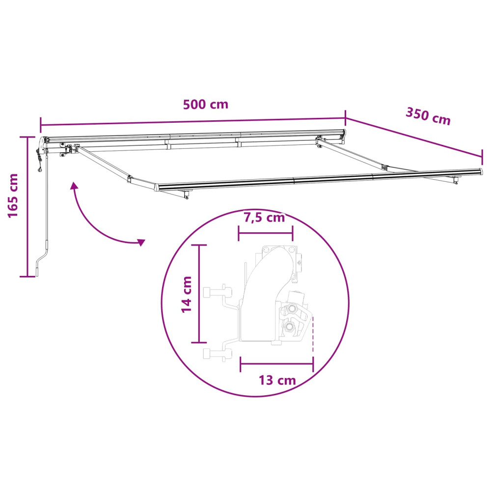 Produktbild för Utdragbar markis Taupe 500 × 350 cm Duk och Aluminium