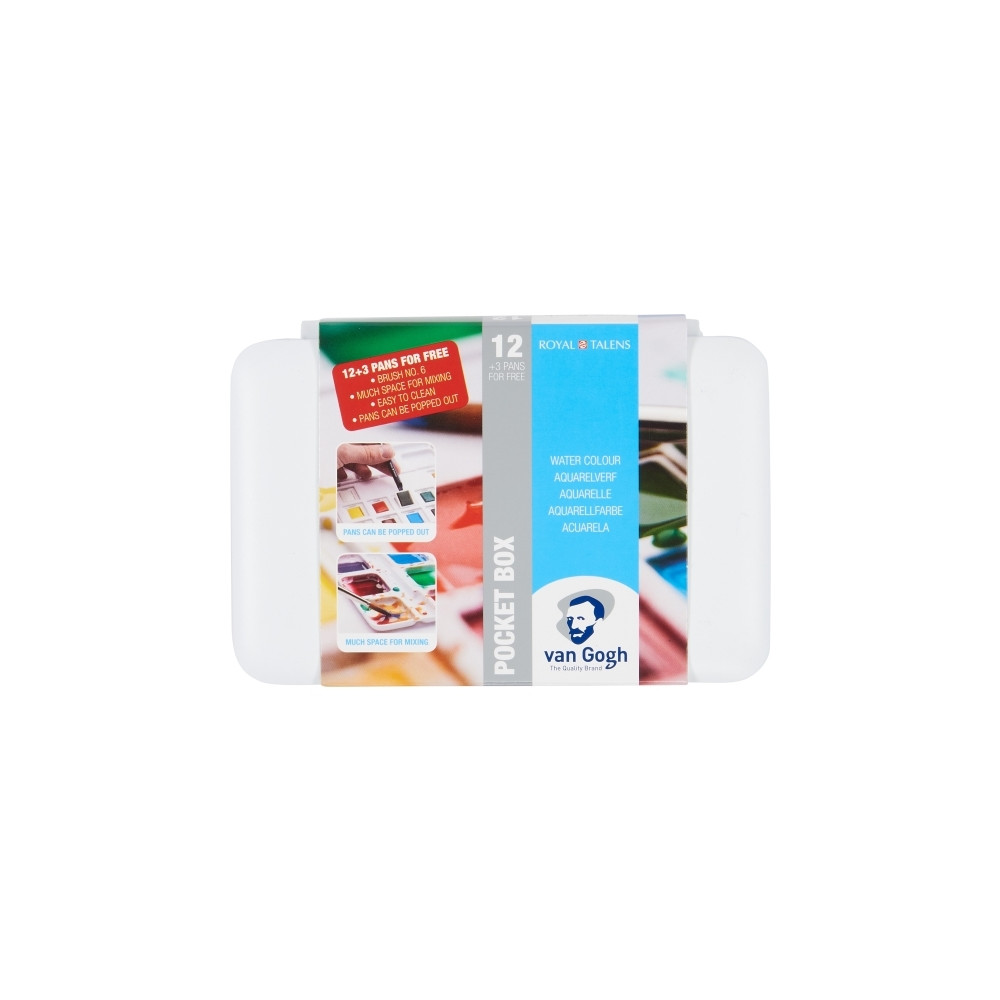 Produktbild för Van Gogh Watercolour pocket box basic colours | 12 half pans...