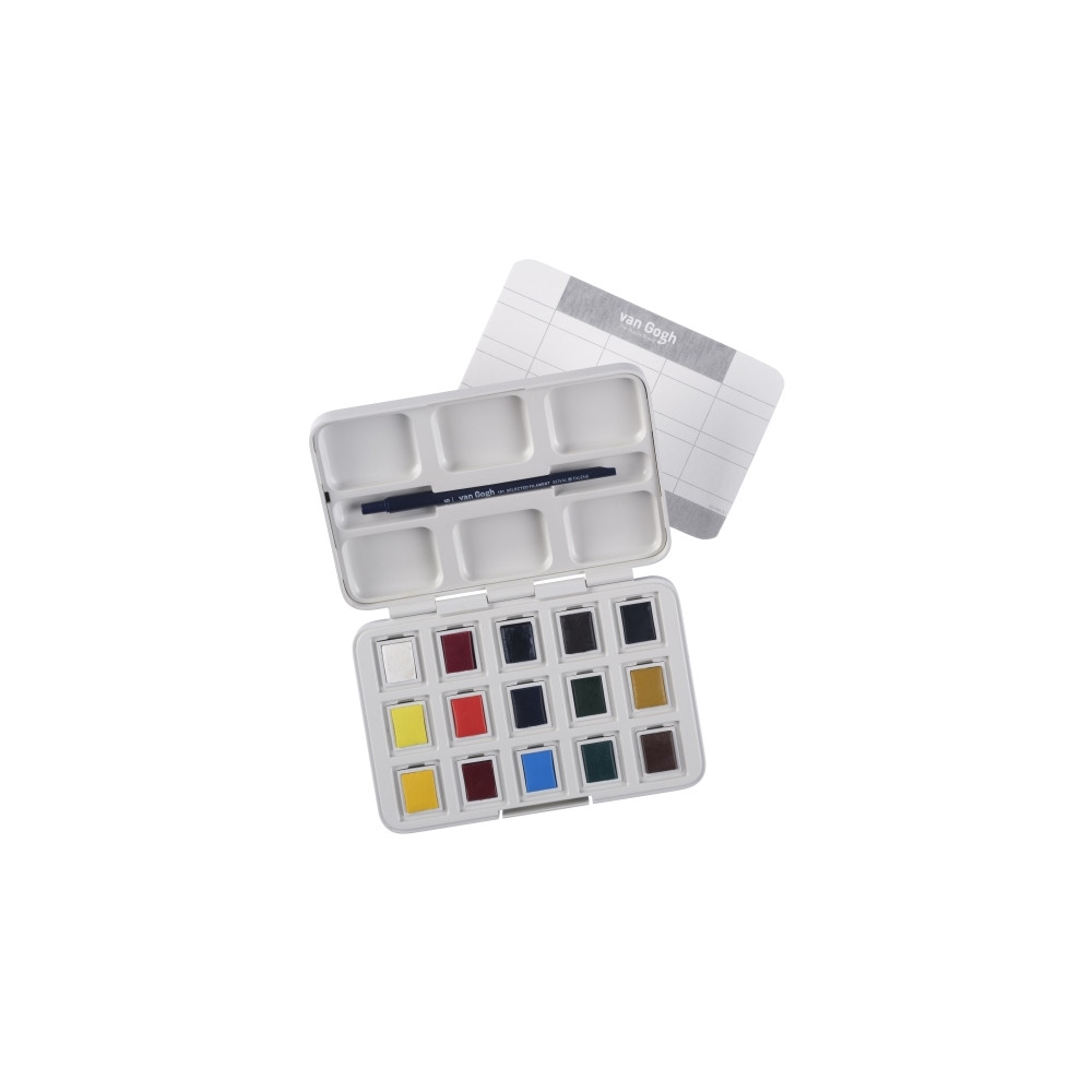 Produktbild för Van Gogh Watercolour pocket box basic colours | 12 half pans...