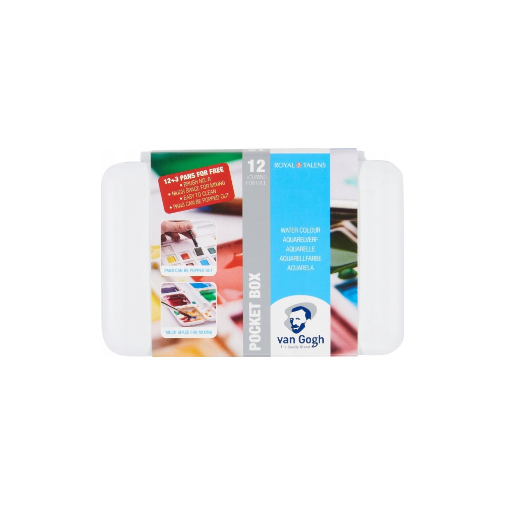 Produktbild för Van Gogh Watercolour pocket box basic colours | 12 half pans...