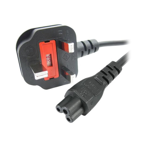 StarTech.com StarTech.com 1 m brittisk strömkabel för bärbara datorer, BS 1363 till C5 (Clover Leaf), 2,5 A 250 V, 18AWG, brittisk ersättningsnätsladd för bärbara datorer, nätsladd för skrivare, laddarkabel för bärbara datorer, strömförsörjningskabel för bärbara dator