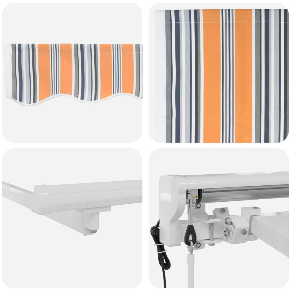 Produktbild för Elektrisk Retraktabel Markis Orange, Grå, Blå, Vit 5 × 3,5 m