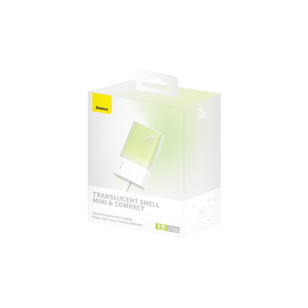 Produktbild för Powerbank Baseus Popsicle 5200mAh 20W med inbyggt Lightning-...