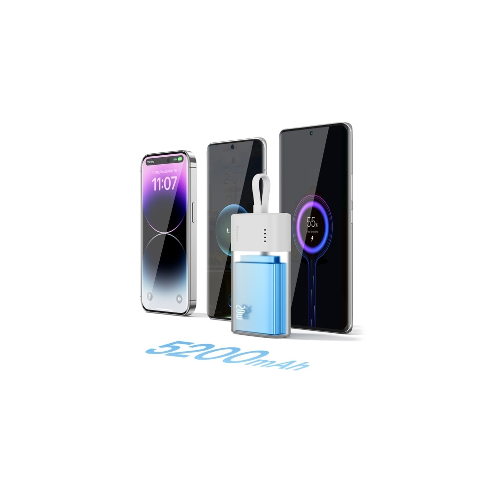 Produktbild för Powerbank Baseus Popsicle 5200mAh 20W med inbyggt Lightning-...