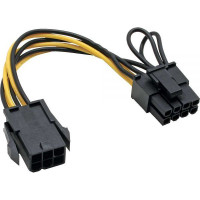 Produktbild för InLine - strömadapter - 6-stifts PCIe-ström till 8-stifts PCIe-ström - 10 cm