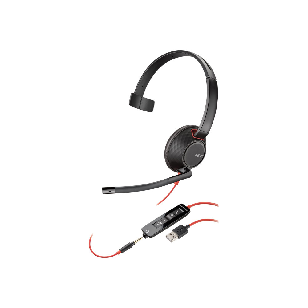 Produktbild för Poly Blackwire C5210 USB-A - headset - USB, 3,5 mm kontakt