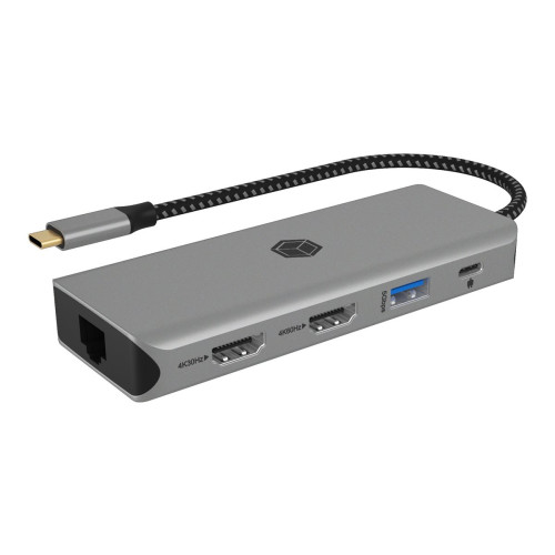 RaidSonic Technology ICY BOX IB-DK4012-CPD - dockningsstation - USB-C 3.2 Gen 2 - 2 x HDMI - 1GbE