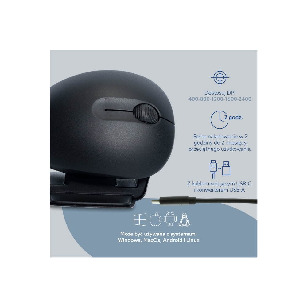 Produktbild för R-Go Ambidextrous Ergonomic mouse Twister