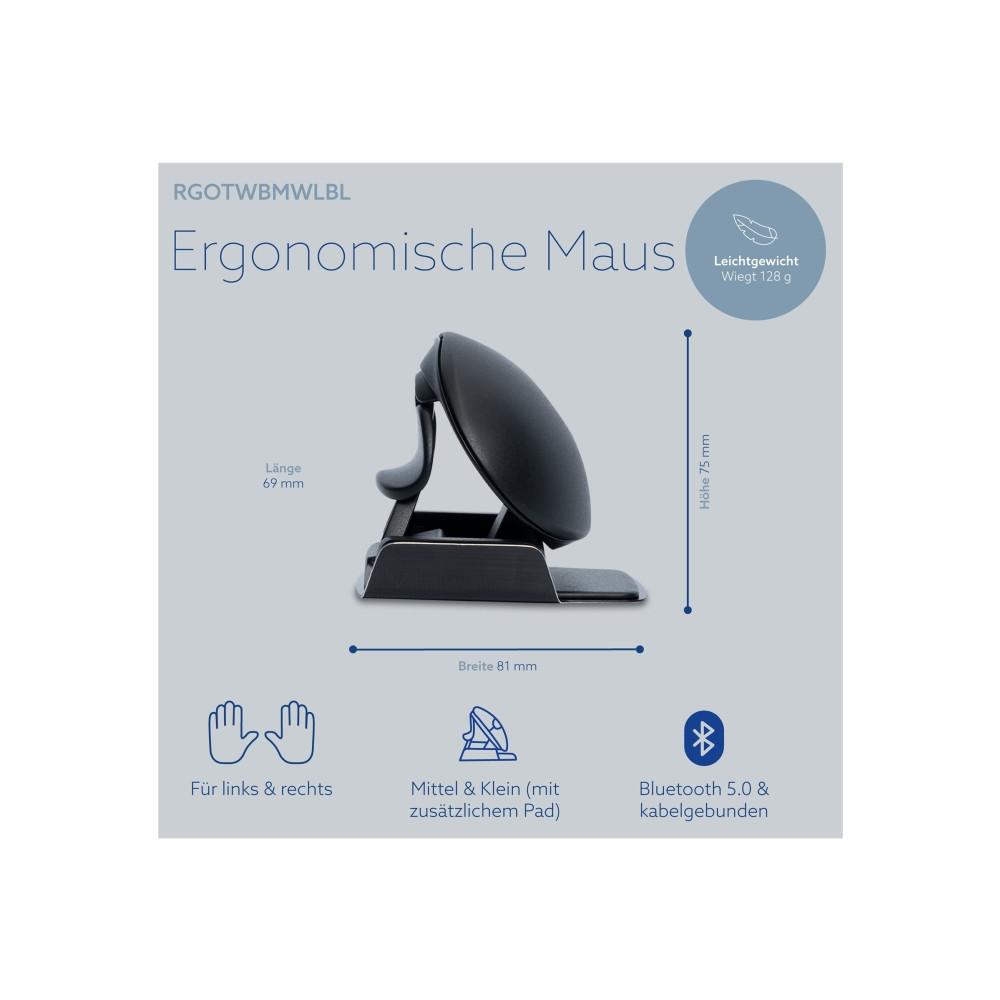 Produktbild för R-Go Ambidextrous Ergonomic mouse Twister