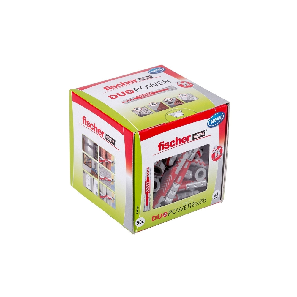 Produktbild för Fischer DUOPOWER 8 x 65, Expansionsankare, Betong, Metall, G...