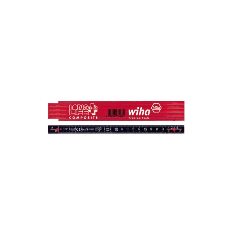 Produktbild för Wiha fiberförstärkt tumstock Longlife® 2 m metrisk, 10 delst...