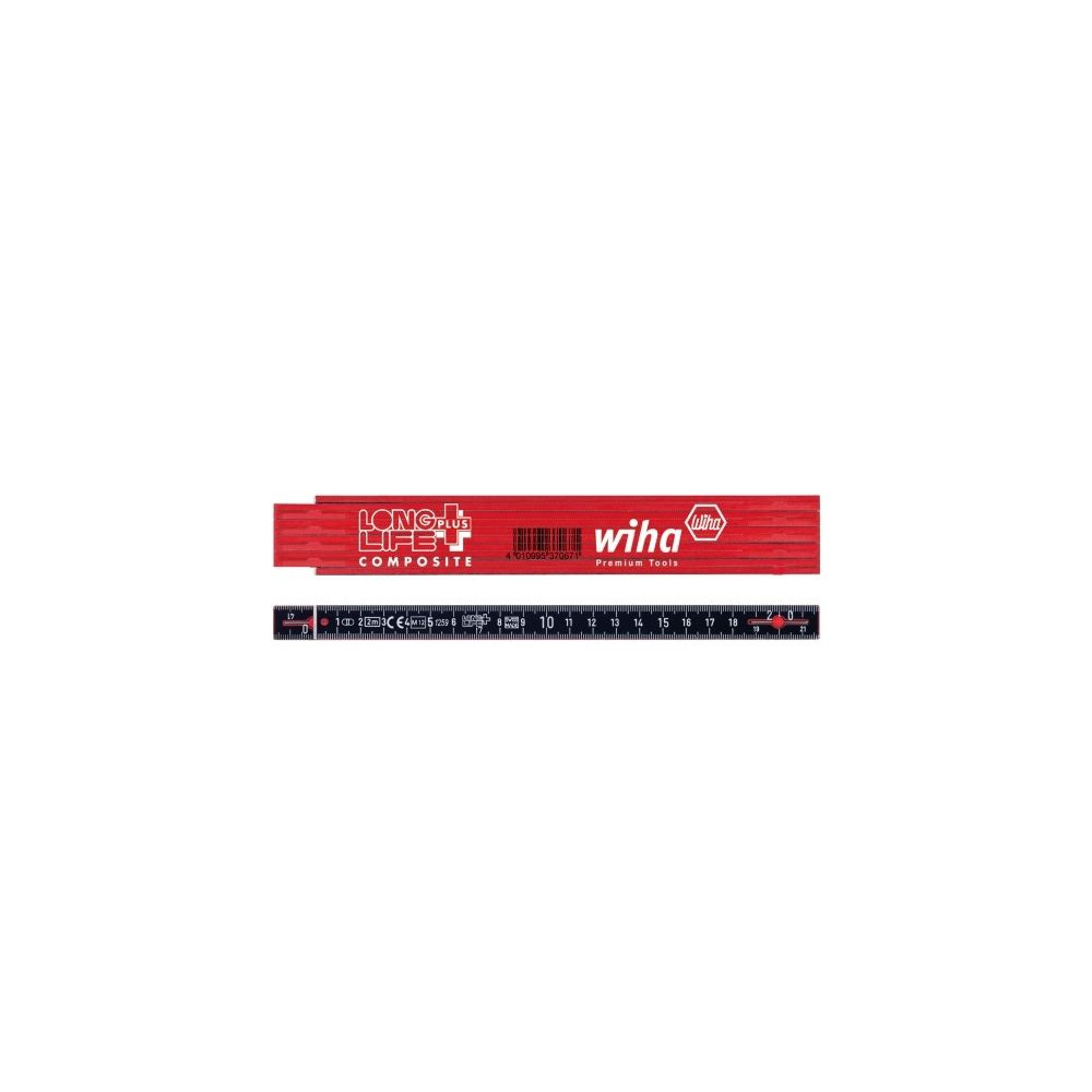 Produktbild för Wiha fiberförstärkt tumstock Longlife® 2 m metrisk, 10 delst...
