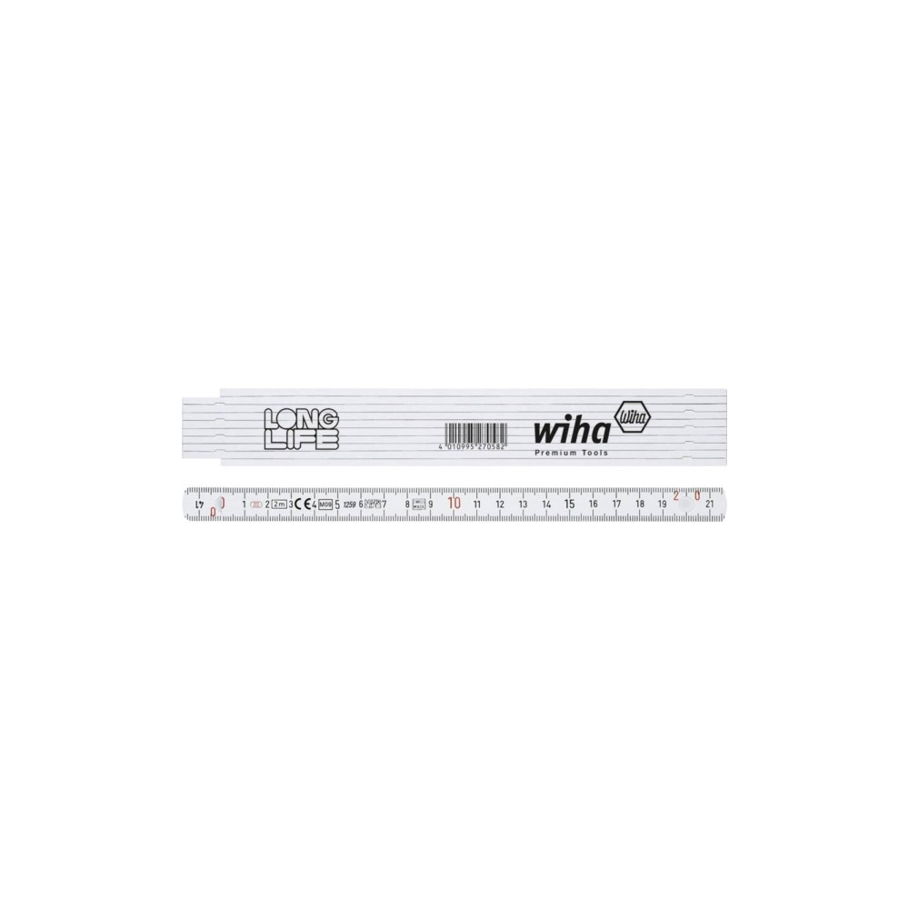 Produktbild för Wiha fiberförstärkt tumstock Longlife® 2 m metrisk, 10 delst...
