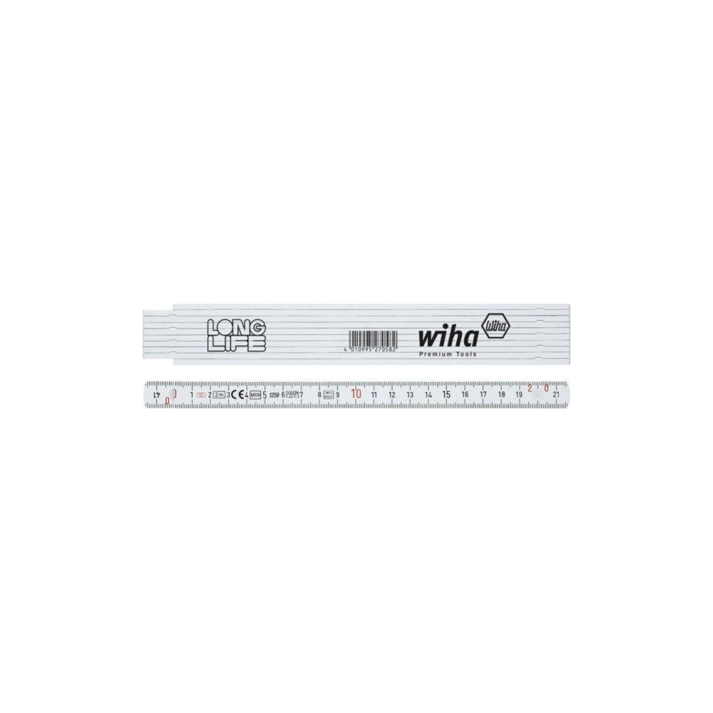 Produktbild för Wiha fiberförstärkt tumstock Longlife® 2 m metrisk, 10 delst...