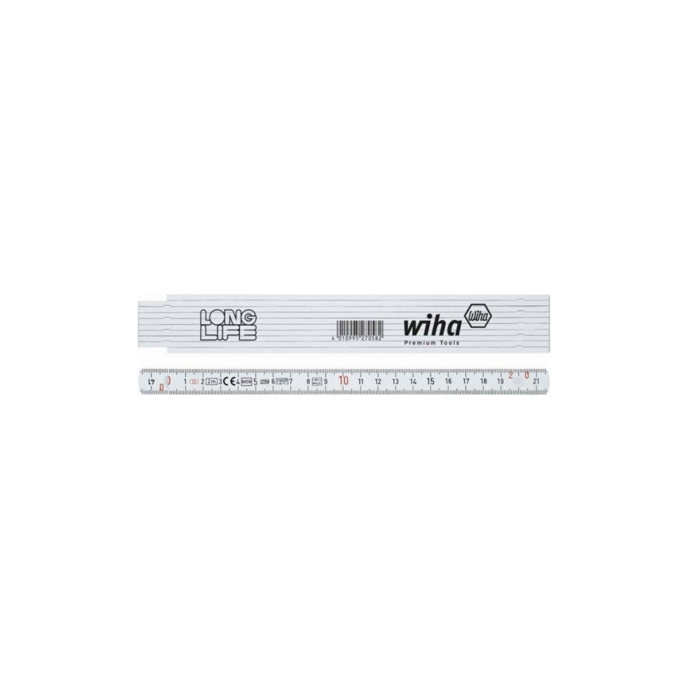 Produktbild för Wiha fiberförstärkt tumstock Longlife® 2 m metrisk, 10 delst...