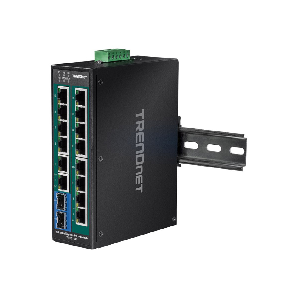 Produktbild för TRENDnet TI-PG162 - Industrial - switch - 16 portar - ohanterad - TAA-kompatibel