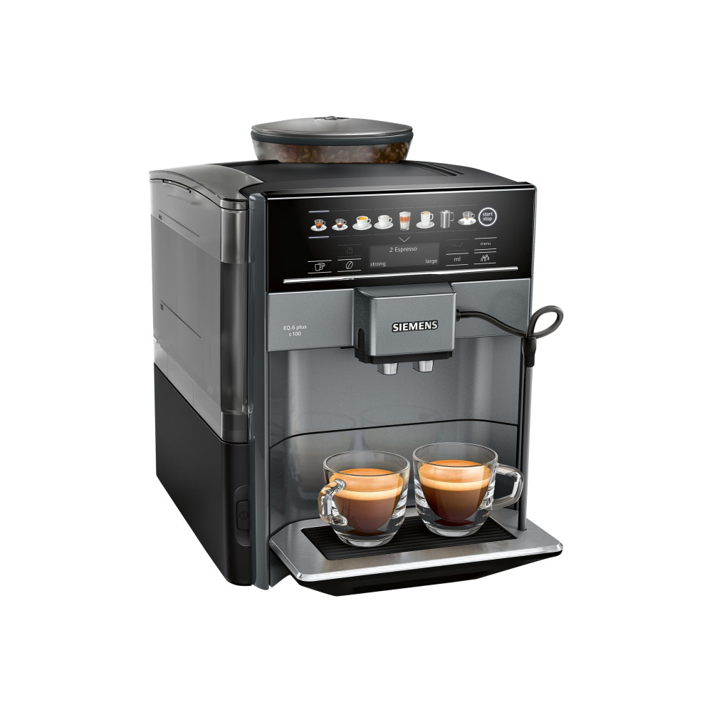 Produktbild för Siemens EQ.6 plus s100 TE651209RW - automatisk kaffekokare med mjölkskummare - 15 bar - svart