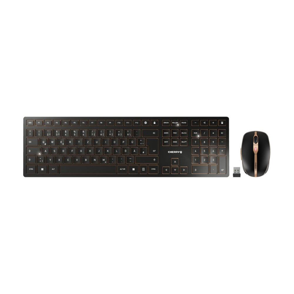 Produktbild för CHERRY DW 9100 SLIM - sats med tangentbord och mus - QWERTZ - tysk - svart/brons Inmatningsenhet