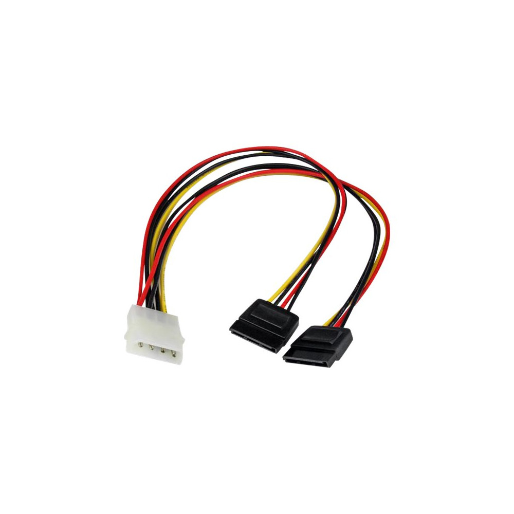 Produktbild för StarTech.com 12in LP4 to 2x SATA Power Y Cable Adapter - Molex to to Dual SATA Power Adapter Splitter - strömadapter - 4 pin intern effekt till SATA-ström