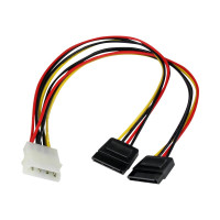 Produktbild för StarTech.com 12in LP4 to 2x SATA Power Y Cable Adapter - Molex to to Dual SATA Power Adapter Splitter - strömadapter - 4 pin intern effekt till SATA-ström