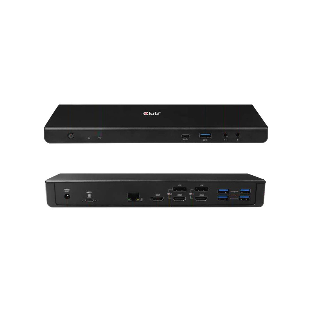 Produktbild för Club 3D SenseVision Connect USB C 3.2 Gen1 Universal Triple 4K Charging Dock - dockningsstation - USB-C 3.2 - 3 x HDMI, 2 x DP - 1GbE
