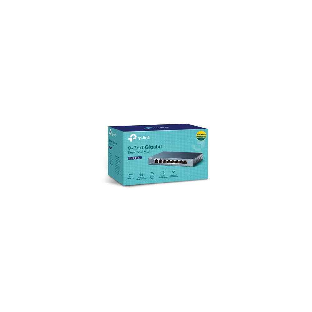 Produktbild för TP-Link TL-SG108 8-port Metal Gigabit Switch - switch - 8 portar - ohanterad