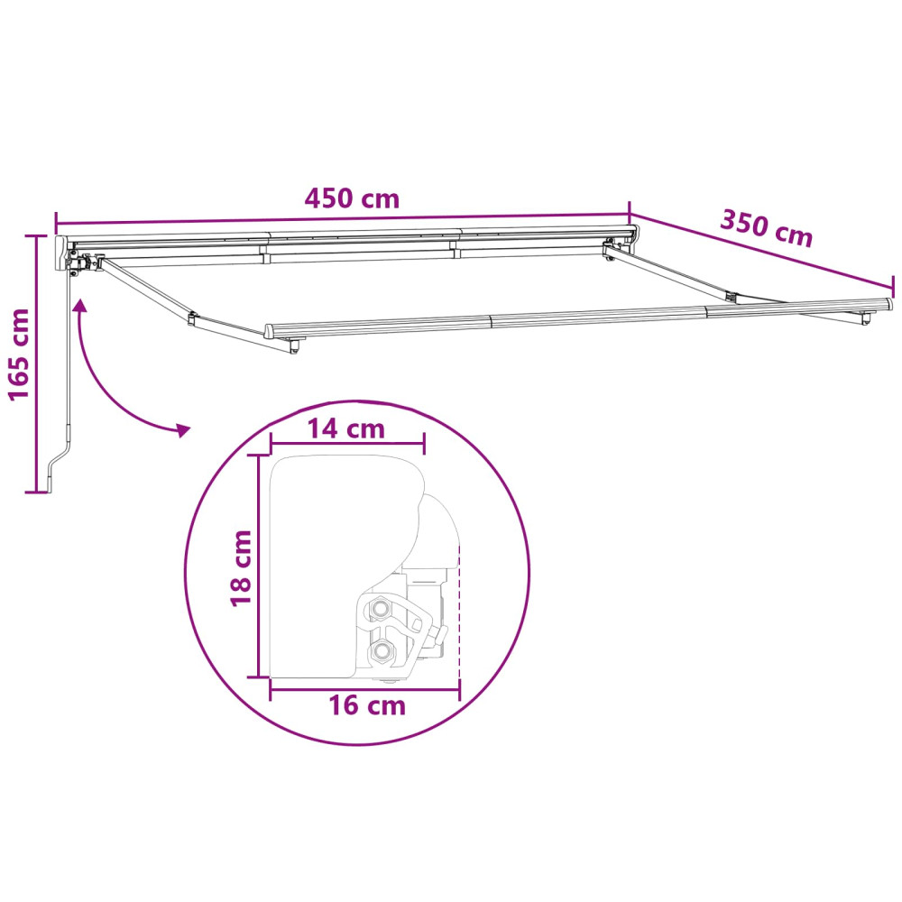 Produktbild för Manuell Utdragbar Markis Sand 4,5 × 3,5 m
