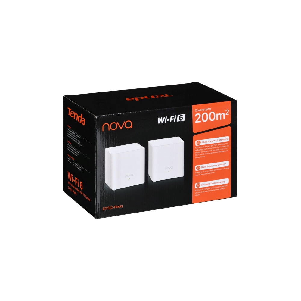 Produktbild för Tenda EX3 (2-pack), Vit, Intern, Mesh-system, System, Dual-b...