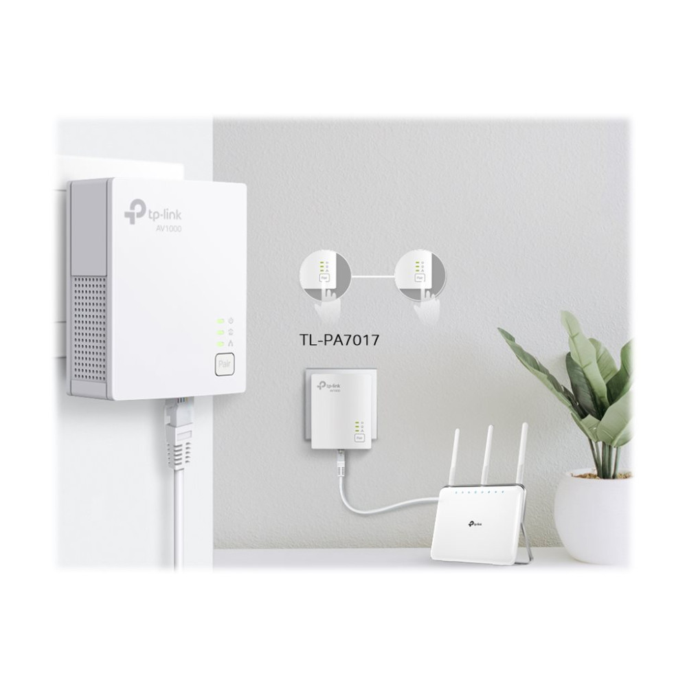 Produktbild för TP-Link TL-PA7017 KIT - V4 - Starter Kit - PowerLine adaptersats - vägginsticksbar