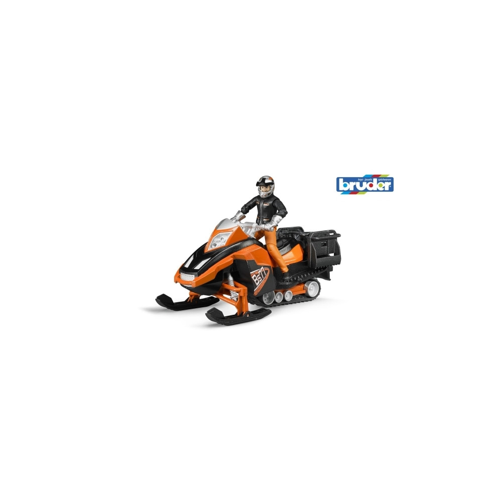 Produktbild för BRUDER Snowmobil w. Fahrer u. Ausst.| 63101, Snöskrapa model...