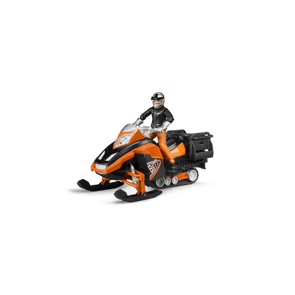Produktbild för BRUDER Snowmobil w. Fahrer u. Ausst.| 63101, Snöskrapa model...