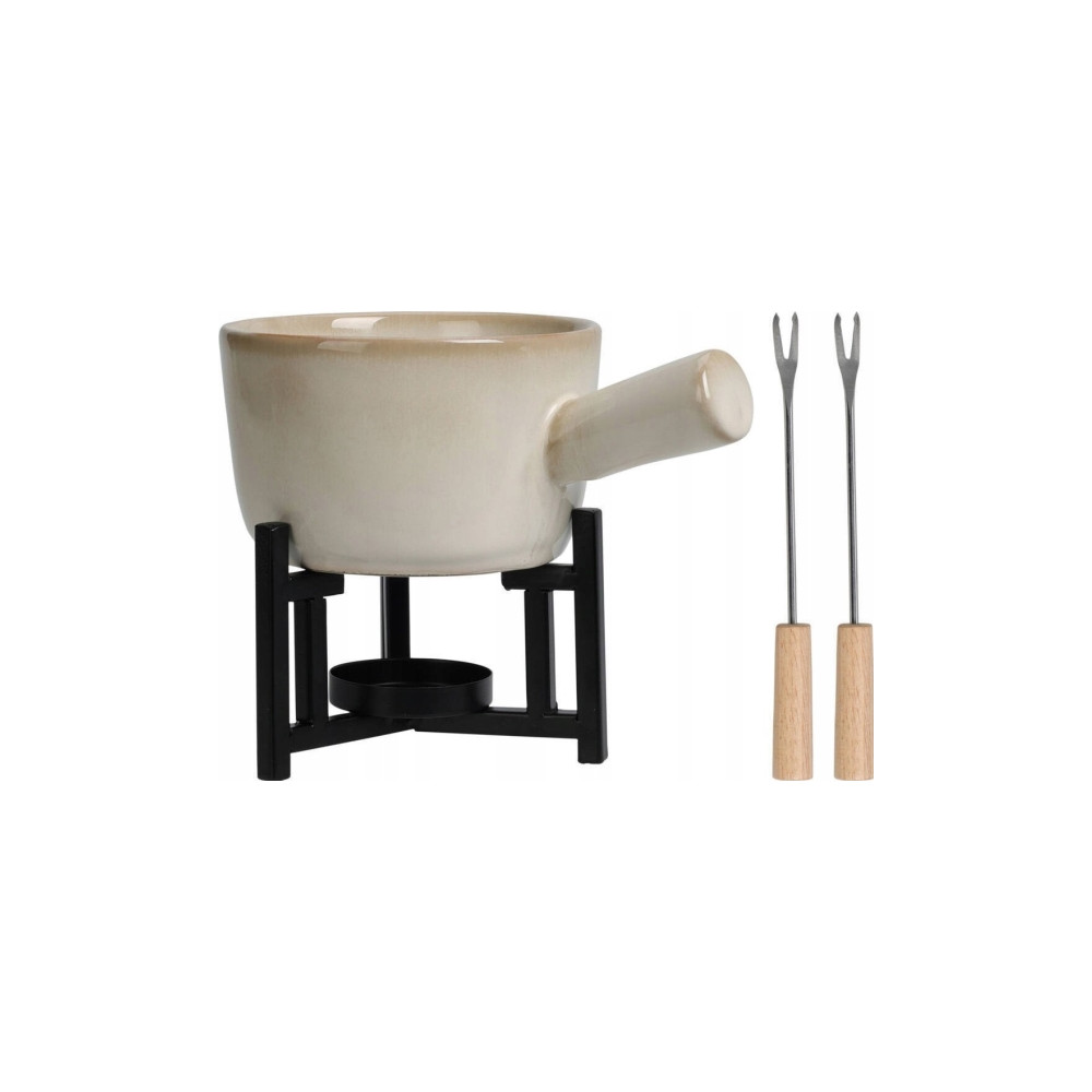 Produktbild för Home Styling Collection fondue-set i stengods, rund skål i p...