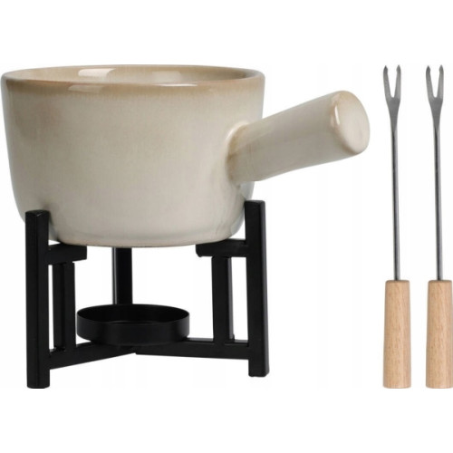 Home Styling Collection Home Styling Collection fondue-set i stengods, rund skål i p...