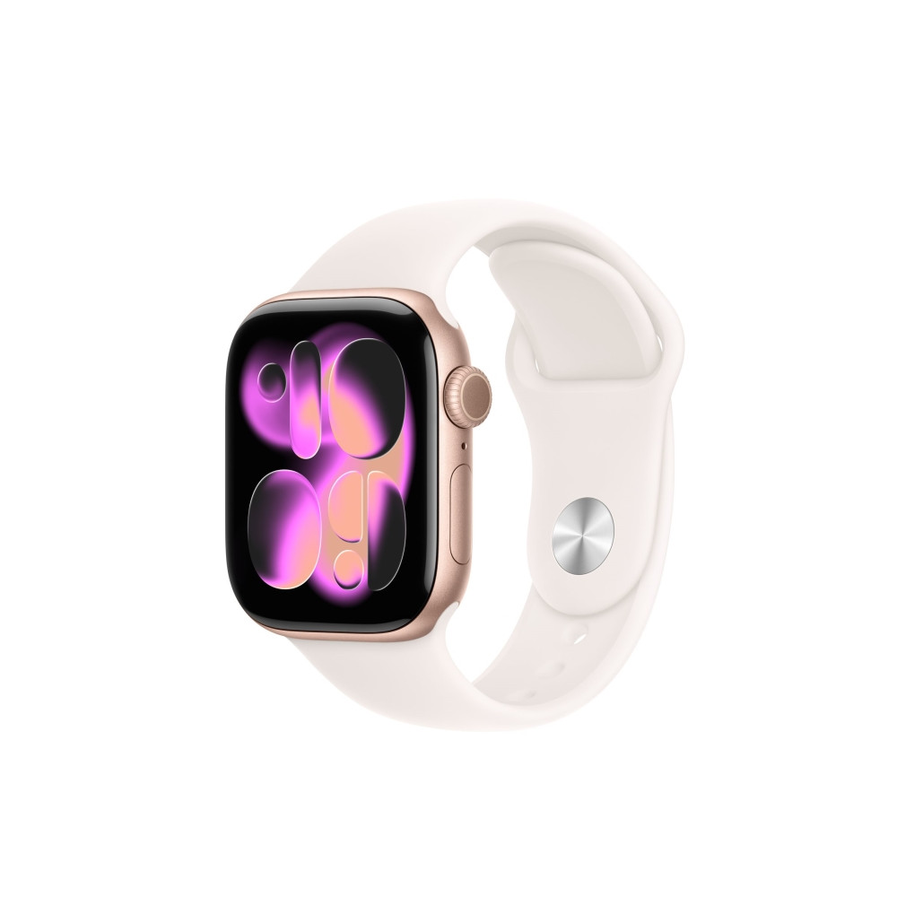 Produktbild för Apple Watch Series 11 (GPS + Cellular) - guldrosa aluminium - smart klocka med sportband - lätt rouge - 64 GB