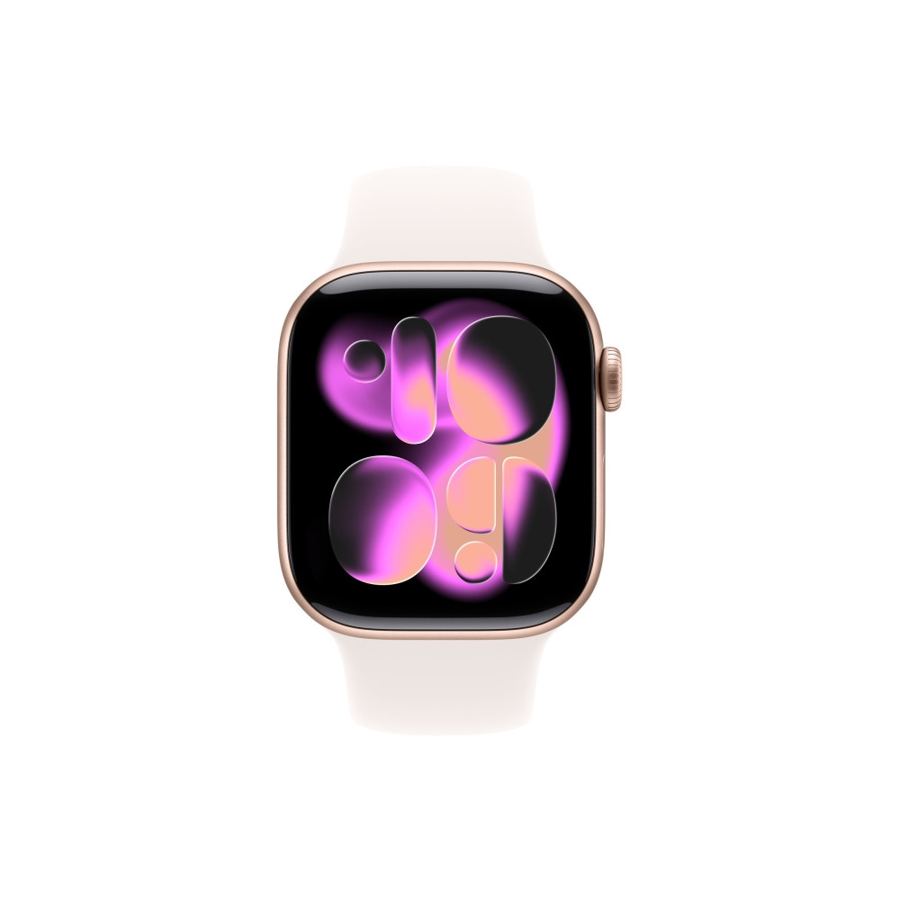 Produktbild för Apple Watch Series 11 (GPS + Cellular) - guldrosa aluminium - smart klocka med sportband - lätt rouge - 64 GB