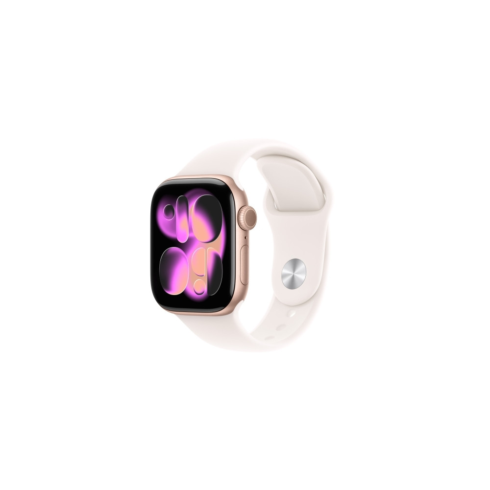 Produktbild för Apple Watch Series 11 (GPS + Cellular) - guldrosa aluminium - smart klocka med sportband - lätt rouge - 64 GB