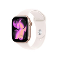 Produktbild för Apple Watch Series 11 (GPS + Cellular) - guldrosa aluminium - smart klocka med sportband - lätt rouge - 64 GB