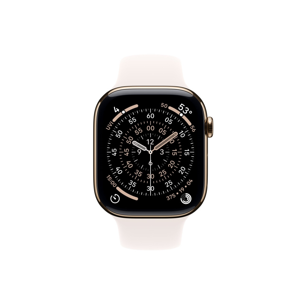 Produktbild för Apple Watch Series 11 (GPS + Cellular) - guld titan - smart klocka med sportband - lätt rouge - 64 GB