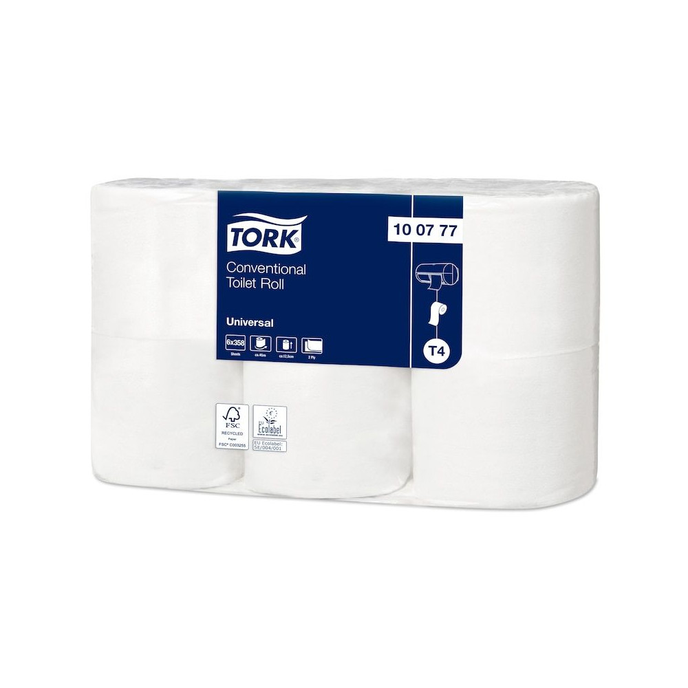 Produktbild för Toalettpapper Tork T4 Universal, 2-lagers, oblekt, FSC Återv...