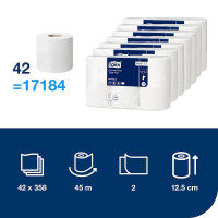 Produktbild för Toalettpapper Tork T4 Universal, 2-lagers, oblekt, FSC Återv...