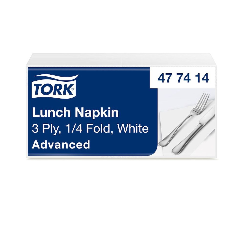 Produktbild för Tork mjuk lunchservetter 33x33 cm, vit
